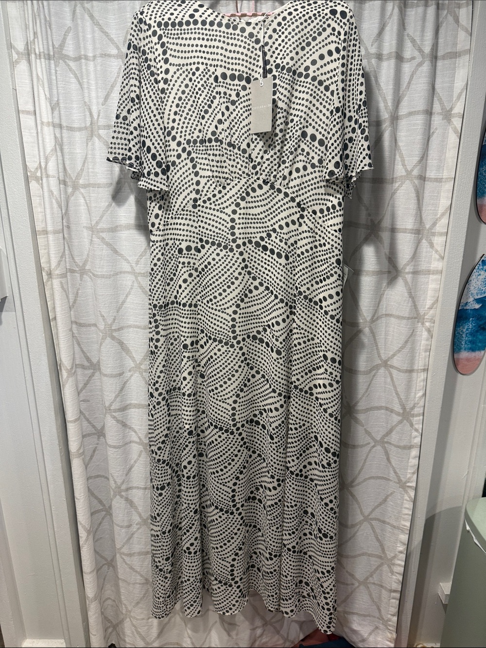 Chelsea28 Black and White Dot Wave Maxi Dress